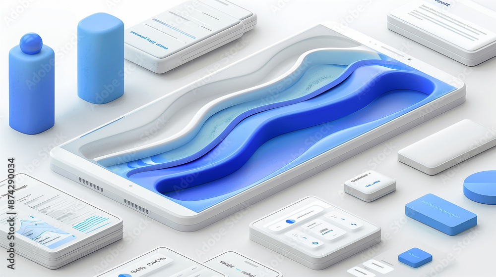 Poster modern blue and white tech interface elements display