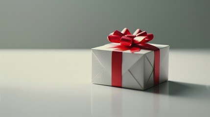 Fototapeta premium The gift with red ribbon