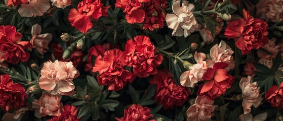 digital illustration of fantasy vintage botanical Carnation flowers on a beautiful wallpaper background perfect for creating elegant floral pattern fabric print cover invitation poster banner