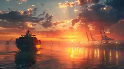 ship at sunset