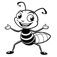 An smiling ant playing and dancing illustration vector silhouette artwork
