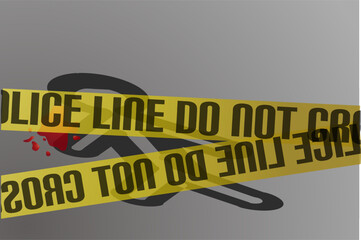crime scene investigation illustration with police lines, murder background illustration