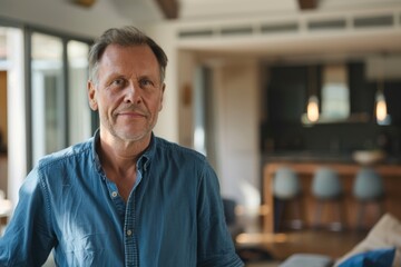 Obraz premium Portrait of a middle aged man in modern home