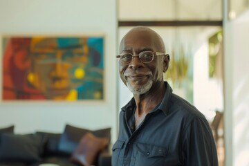 Obraz premium Portrait of a middle aged man in modern home
