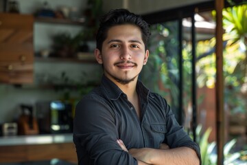 Fototapeta premium Portrait of a young man in modern home