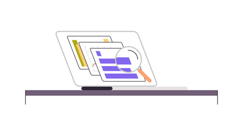 Comparing busines process, indicator performans metrics and measuring, testing analysis charts benchmarking concept flat vector illustration.	
