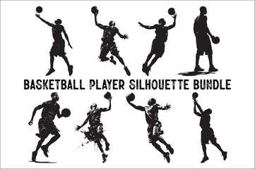 basketball players Vector silhouette Bundle. Basketball silhouettes bundle. basketball player silhouette vector illustration.