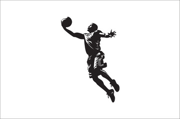 basketball players Vector silhouette. Basketball silhouettes. basketball player silhouette vector illustration.