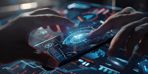  Futuristic Touchscreen Interface | Advanced Digital Interaction with Holographic Display