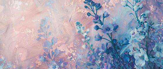 beautiful fantasy vintage botanical Larkspur flowers wallpaper background digital illustration motif for floral pattern fabric print cover invitation poster banner