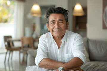 Fototapeta premium Portrait of a middle aged man in modern home