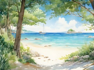 High Detailed Water Color Beautiful Natural Landscape Background 