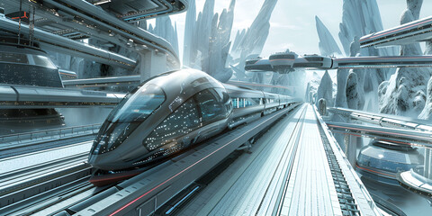  Futuristic High-Speed Train in Sci-Fi City | Advanced Transportation System of the Future