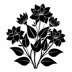 Flower vector art,Flower silhouette vector, 