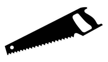 schwarze Silhouette Kontrast Säge icon isoliert auf weißen Hintergrund, Freisteller
