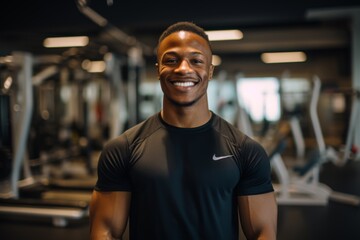 Obraz premium Portrait of a young male African American fitness trainer
