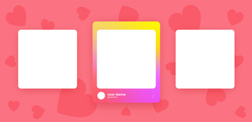 Social media frame collection template. Colorful social media interface.