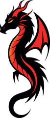 Fototapeta premium A dragon with red and black wings and a red head