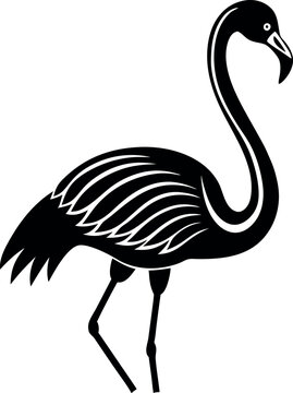 recommend clip art: A black and white drawing of a flamingo