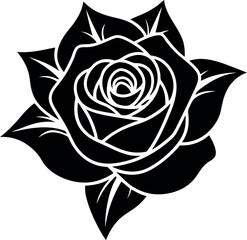 A black rose with a white stem