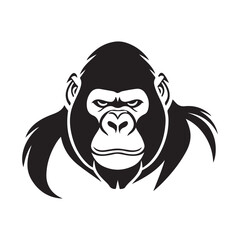 Gorilla Head Logo Vector Illustration Stock Vector on white background