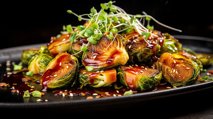 Balsamic Roasted Brussels Sprouts with Bacon