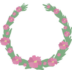 Flowers circle frame. Flowers wreath vector illustration. Boho design