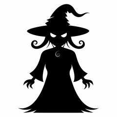 Halloween witch with a broom vector silhouette files
