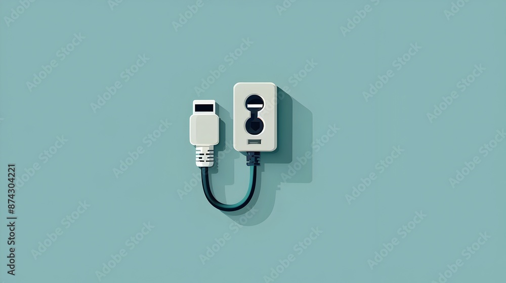 Aufkleber minimalist design of power plug and socket connecting seamlessly