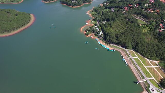 Aerial view of tuyen lam lake in Dalat, Vietnam