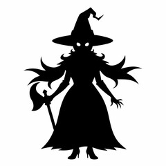 Halloween witch with a broom vector silhouette files
