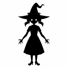 Halloween witch with a broom vector silhouette files