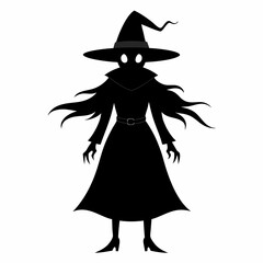Halloween witch with a broom vector silhouette files