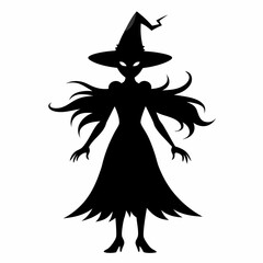 Halloween witch with a broom vector silhouette files