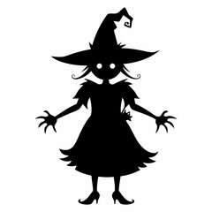 Halloween witch with a broom vector silhouette files