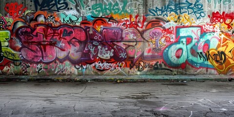 Fototapeta premium Colorful graffiti on a concrete wall.