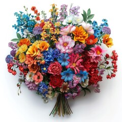 A vibrant bouquet of colorful flowers arranged in a circular shape.