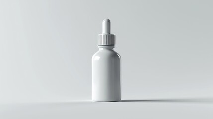 White dropper bottle on a white background.