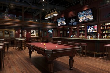 A Game of Pool in a Classic Sports Bar