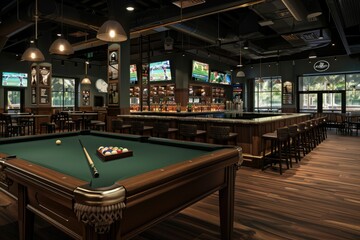 A Game of Pool in a Modern Pub