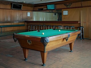 Awaiting the Break: A Vintage Pool Hall in the Evening