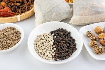 Chinese cooking spices black pepper and white pepper
