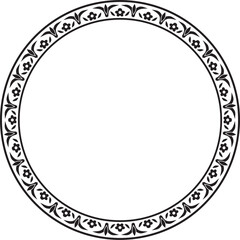 Vector monochrome black round turkish ornament. Endless ottoman national border, frame