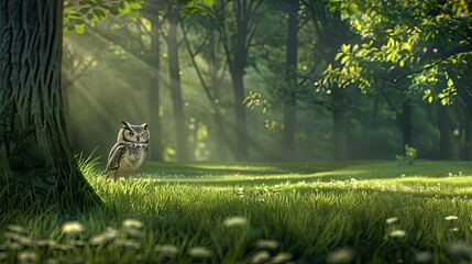 A Solemn Owl in the Morning Mist