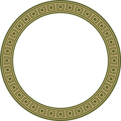 Vector gold with green round Egyptian ornament. Circle, frame, ring of ancient Egypt.Pattern of lotus flowers and su