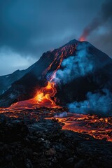 Majestic Volcano Erupting with Fiery Force