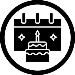 Birthday Glyph Black Icon