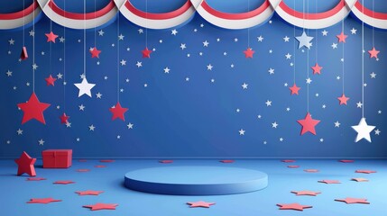Patriotic Product Display. Festive American Background for Fourth of July or Memorial Day