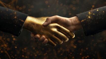 Elegant Trust and Achievement: Formal Event Invitation with Handshake and Gold Accents