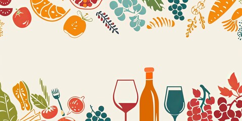 World Food Day Template: Create a food-themed background featuring icons or silhouettes of various foods. Utilize warm, inviting colors and leave ample space for text